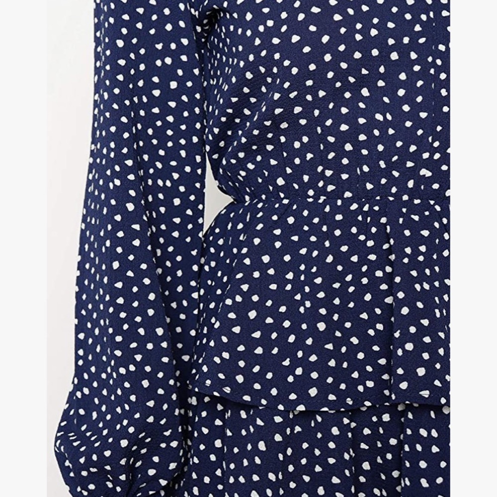 Navy and White Keyhole Ruffle Skirt Mini Dress - Picture 5 of 11
